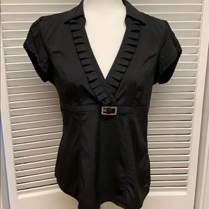 Black V-neck Blousr